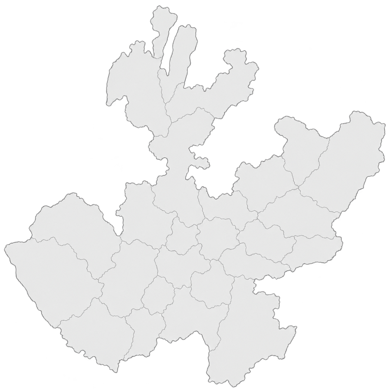 Mapa del estado de Jalisco con sus municipios